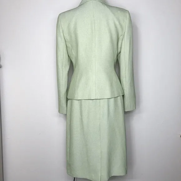 Le Suit Essentials Petite Mint Green 2-Piece Blazer &amp; Skirt Suit Set