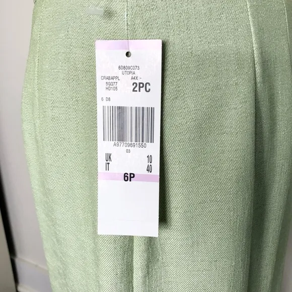 Le Suit Essentials Petite Mint Green 2-Piece Blazer &amp; Skirt Suit Set