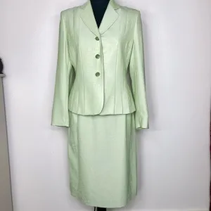 Le Suit Essentials Petite Mint Green 2-Piece Blazer &amp; Skirt Suit Set