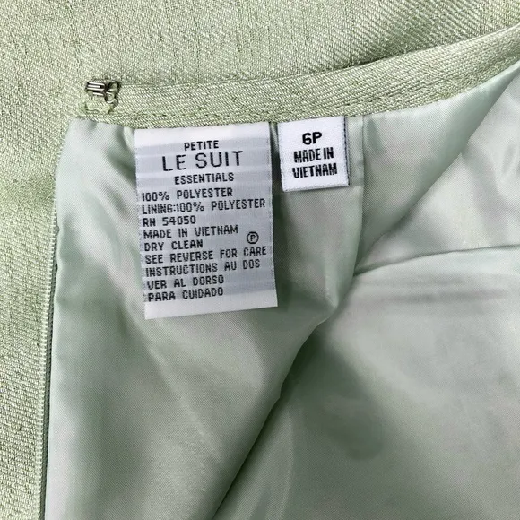Le Suit Essentials Petite Mint Green 2-Piece Blazer &amp; Skirt Suit Set