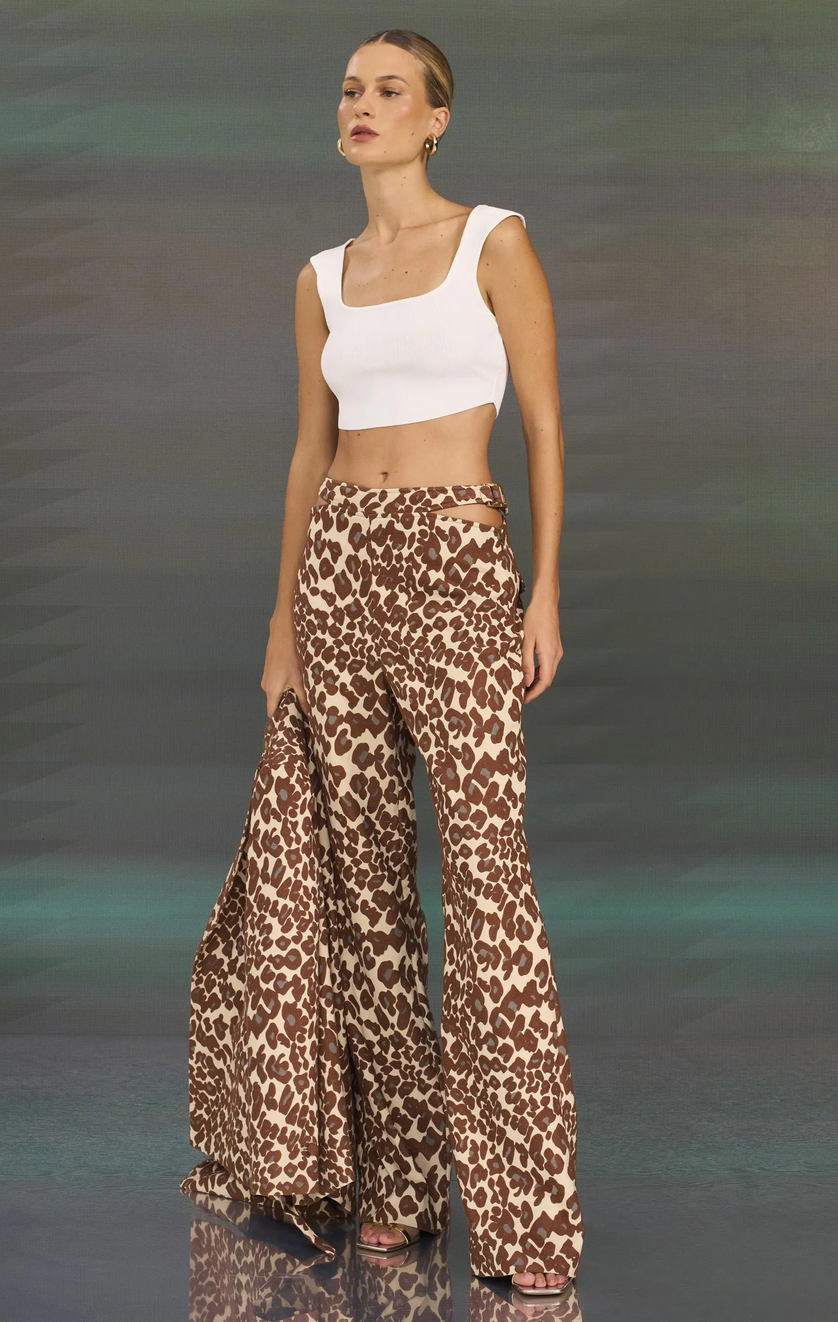 Leopard Tailor Pants with Cutouts - Animale