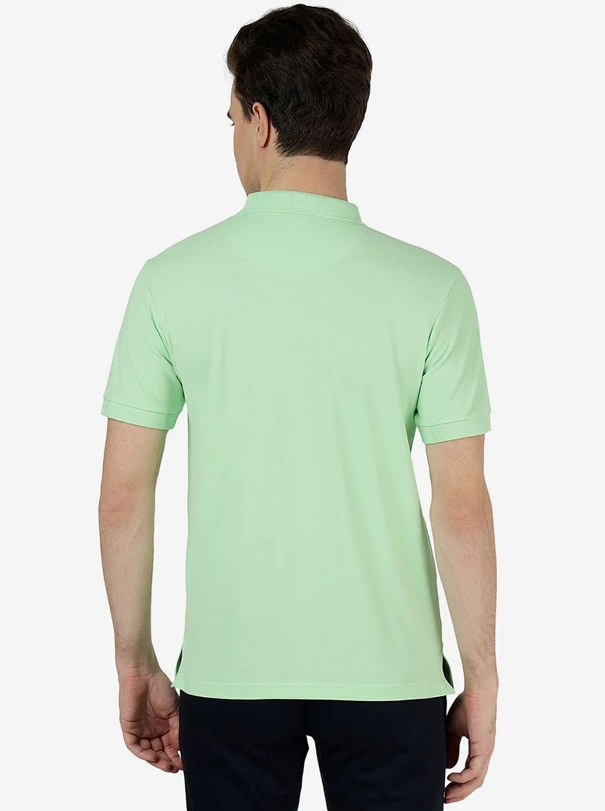 Light Green Solid Slim Fit Polo T-Shirt | Greenfibre