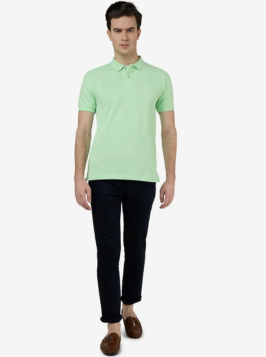 Light Green Solid Slim Fit Polo T-Shirt | Greenfibre