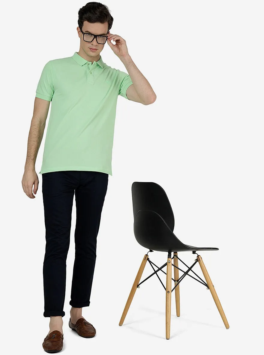 Light Green Solid Slim Fit Polo T-Shirt | Greenfibre