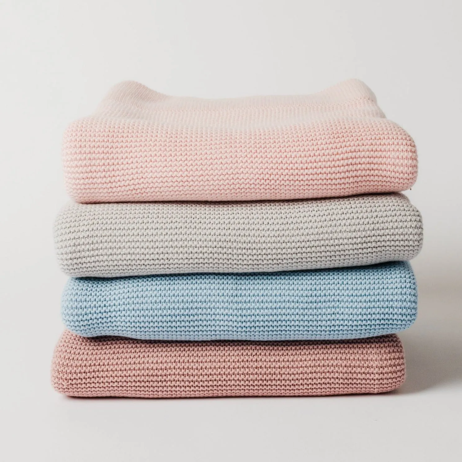 Light Grey Sweater Knit Cotton Baby Blanket