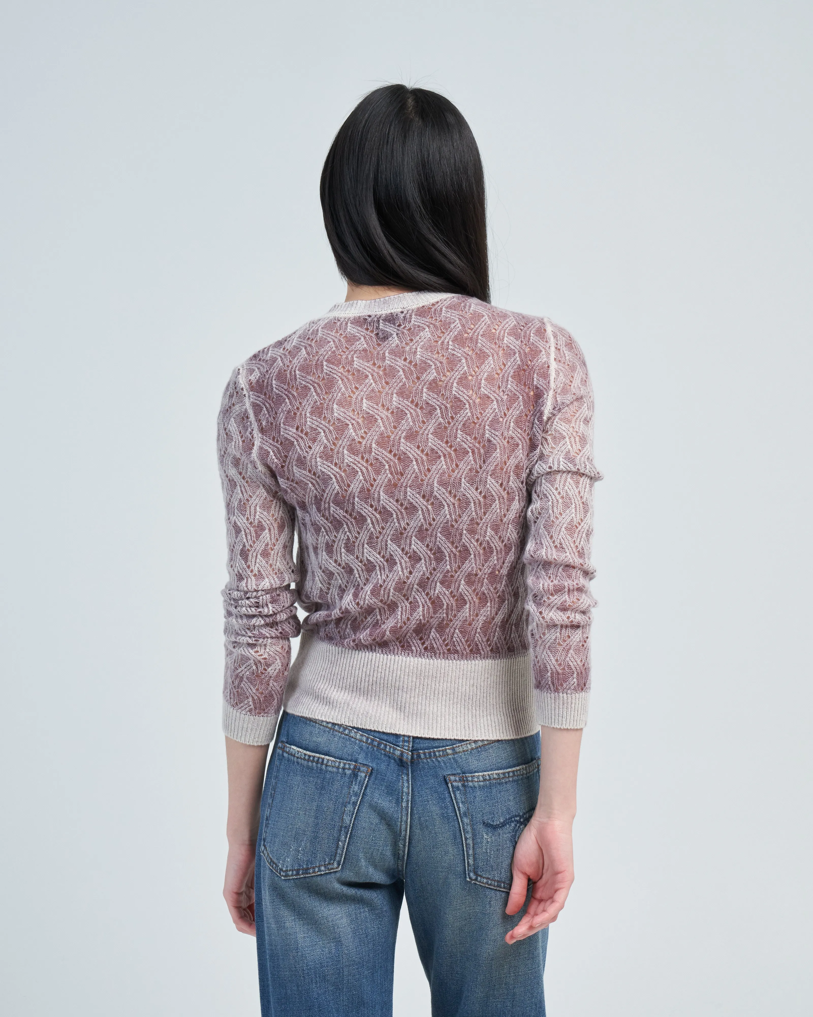 light lace stitch round neck pullover