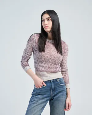 light lace stitch round neck pullover