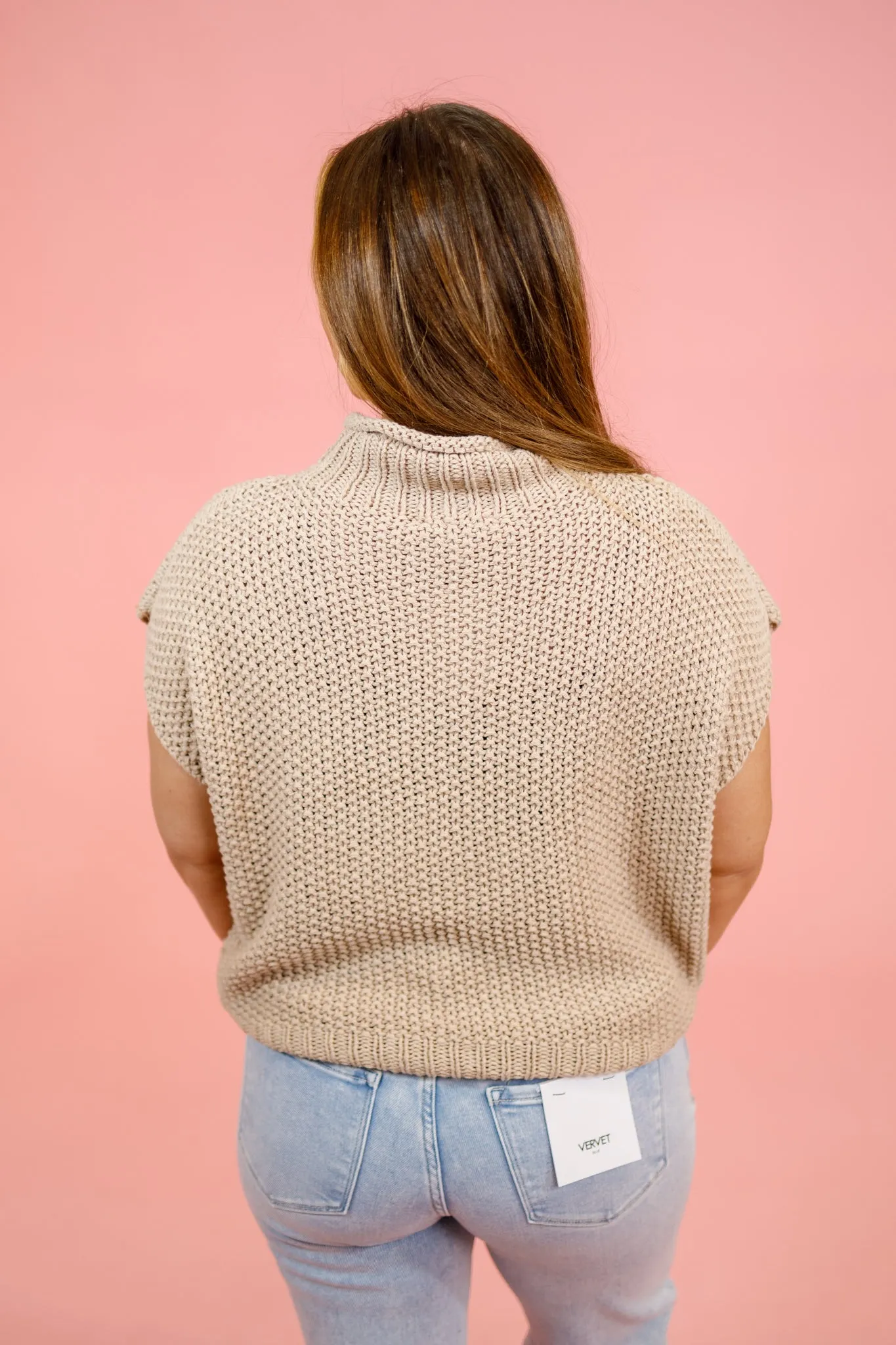 Light Mocha Mock Neck Sweater Top