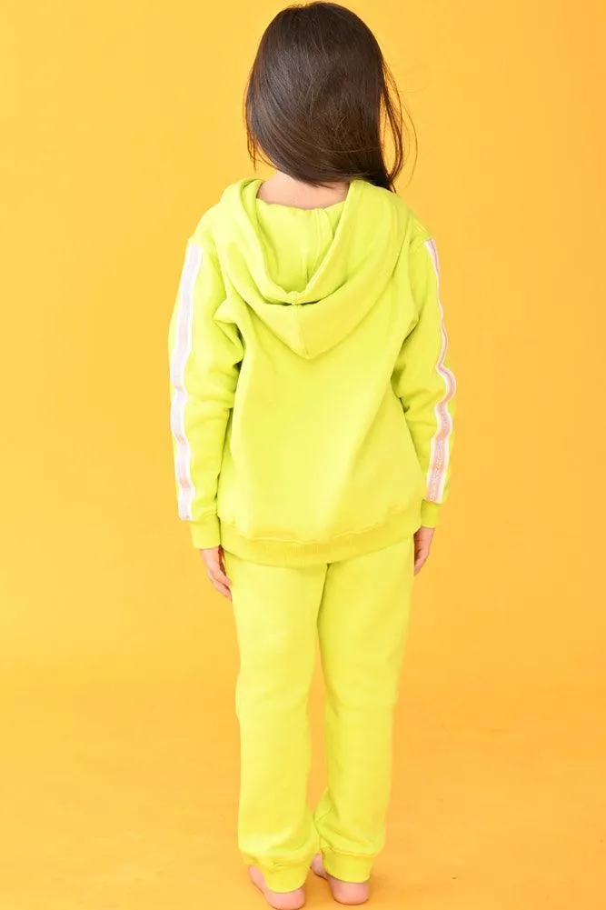 LIME ZIP UP FLEECE HOODIE SWEATSHIRT - LIME GREEN