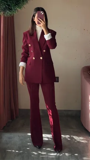 Limited Holiday Edition- Pant suit set with Blazer   Sculpted Trousers (Set of 2)