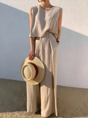 Linen Blends Casual Pants Matching Suit