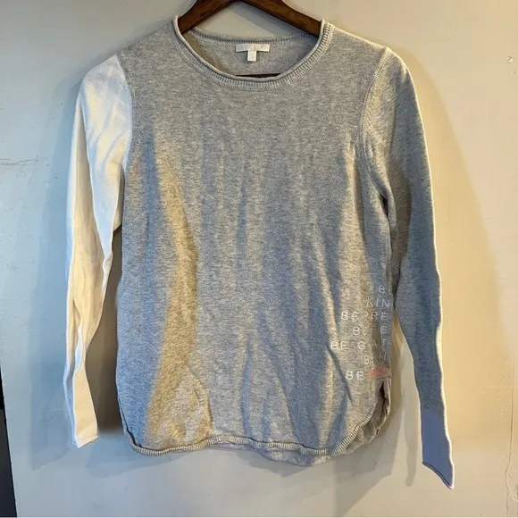 LISA TODD Women’s Light Gray Embroidered Be You Crewneck Sweater Size S