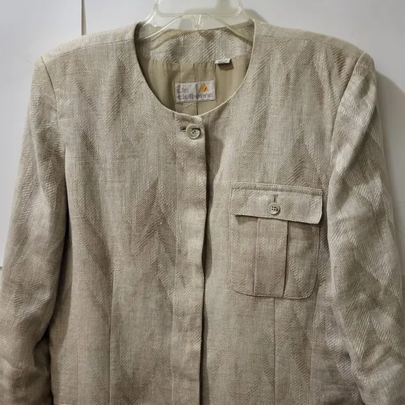 Liz Claiborne Vintage, 80's Women's 100% Linen Blazer, Tan/Beige Size 12