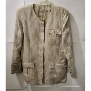 Liz Claiborne Vintage, 80's Women's 100% Linen Blazer, Tan/Beige Size 12