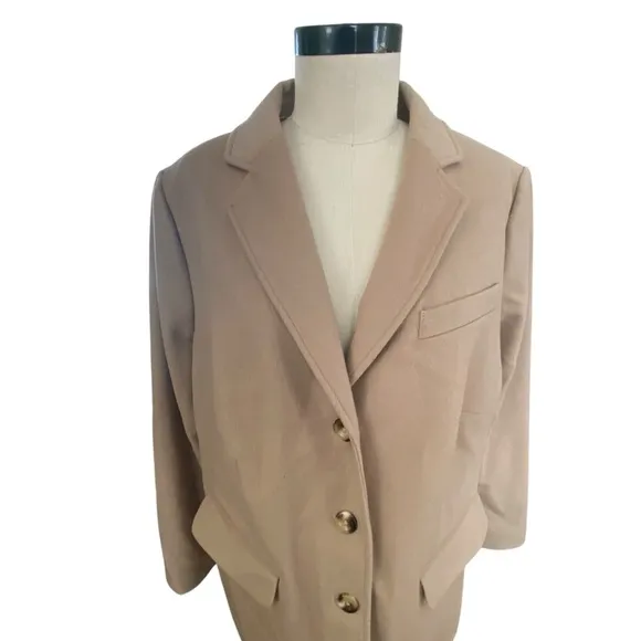 LL BEAN Vintage Suit Coat Wool Cashmere 3 Button Blazer Women's Size 18W