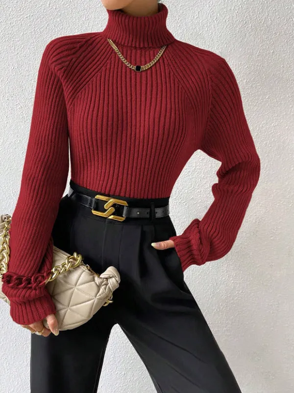 Loisie Cashmere Top - Luxurious Ribbed Turtleneck Sweater for Woman