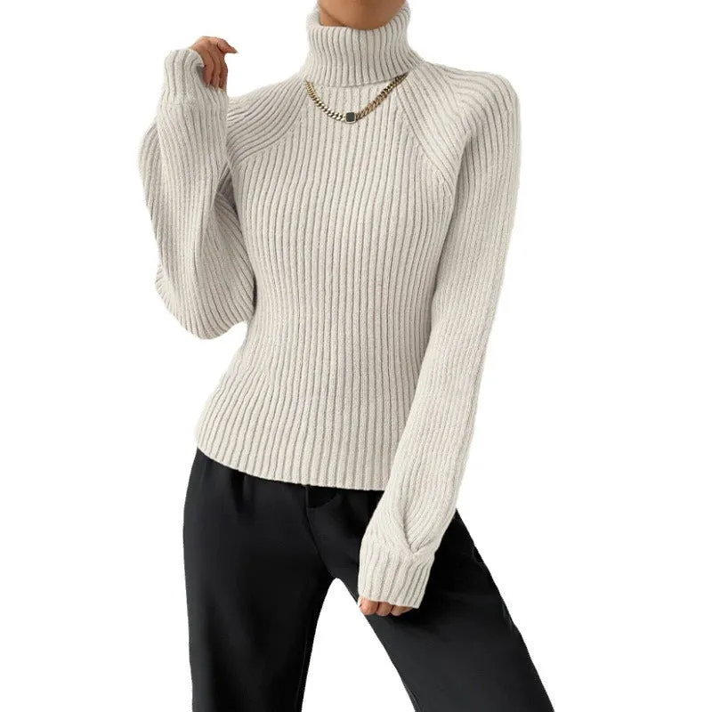 Loisie Cashmere Top - Luxurious Ribbed Turtleneck Sweater for Woman