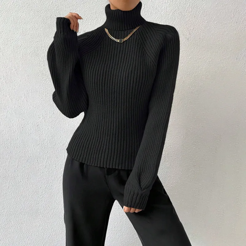 Loisie Cashmere Top - Luxurious Ribbed Turtleneck Sweater for Woman