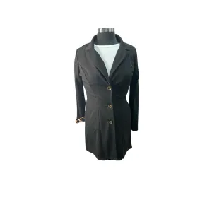 Long Black Blazer With Leopard Accent