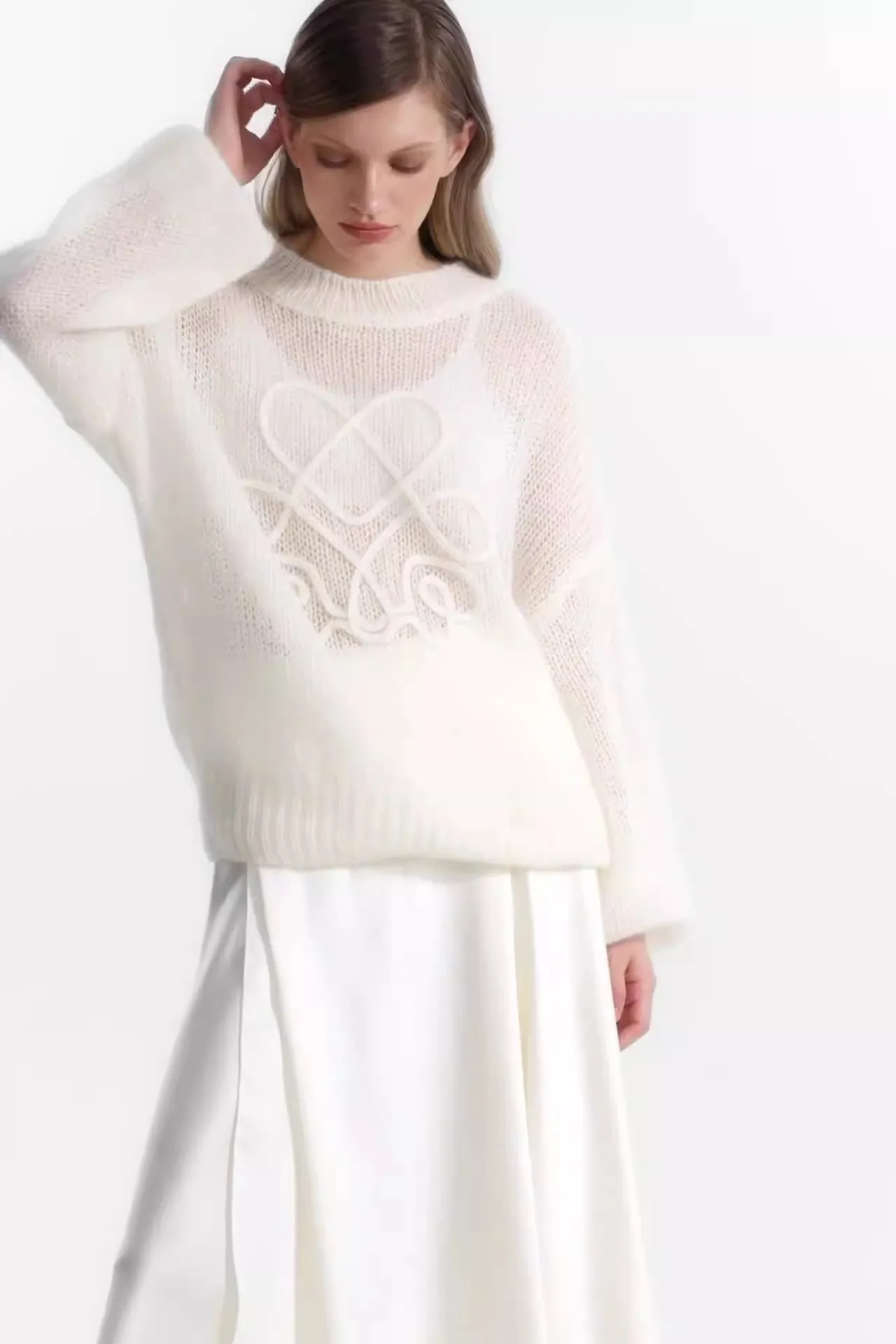 Long Sleeve Embroidery Loose Casual Pullover Sweater
