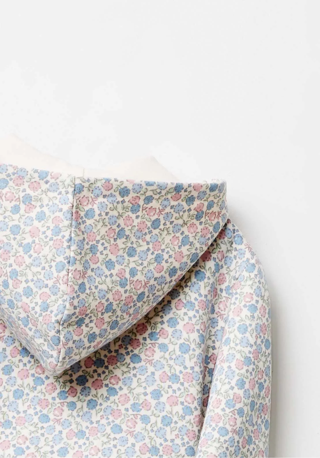 Long Sleeve Floral  Sweatshirt - Blue