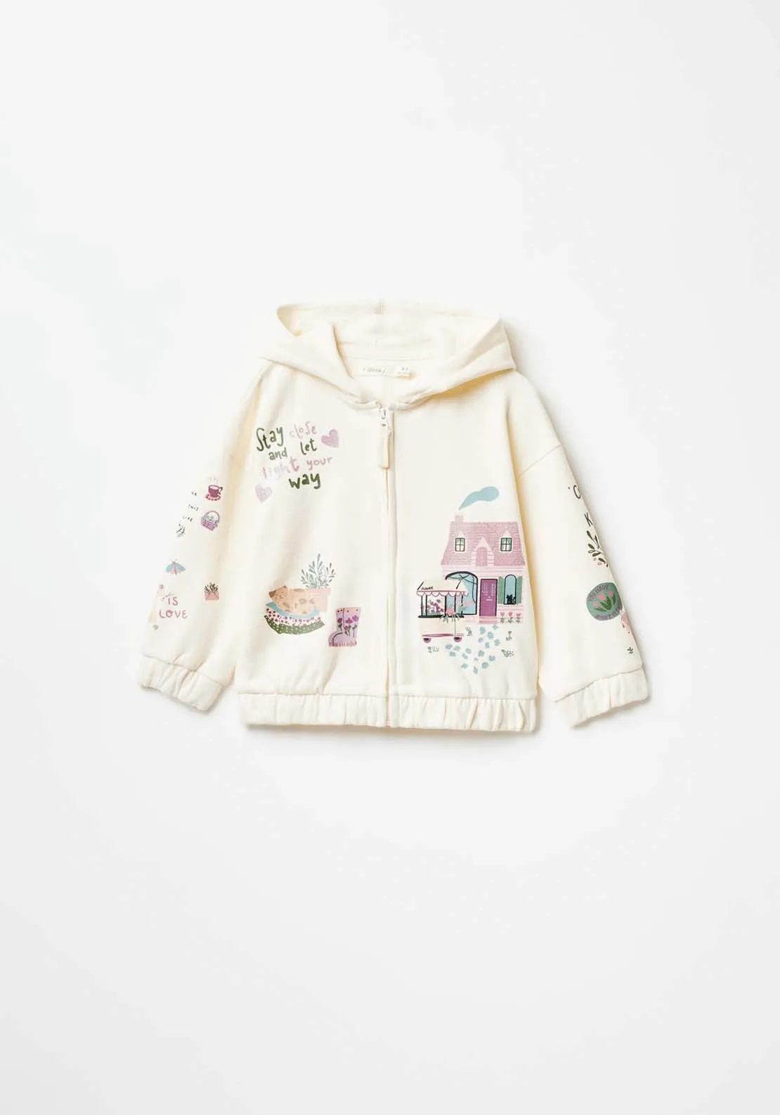 Long Sleeve House Sweatshirt With Zip - White