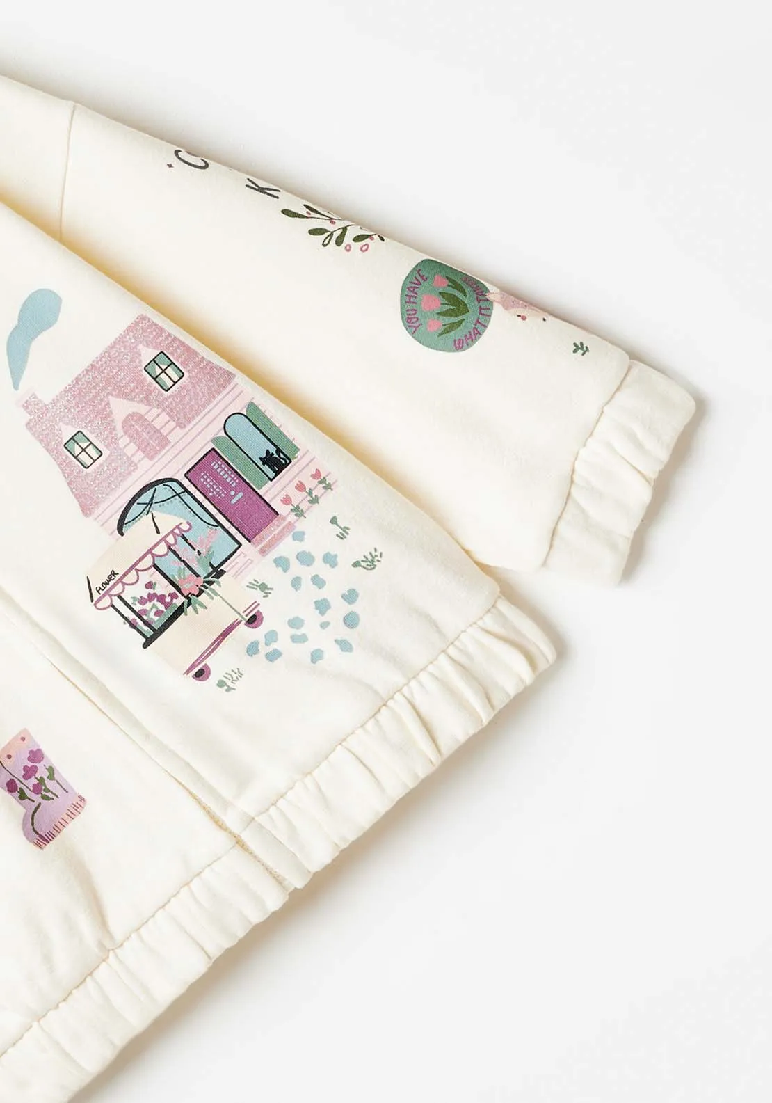 Long Sleeve House Sweatshirt With Zip - White