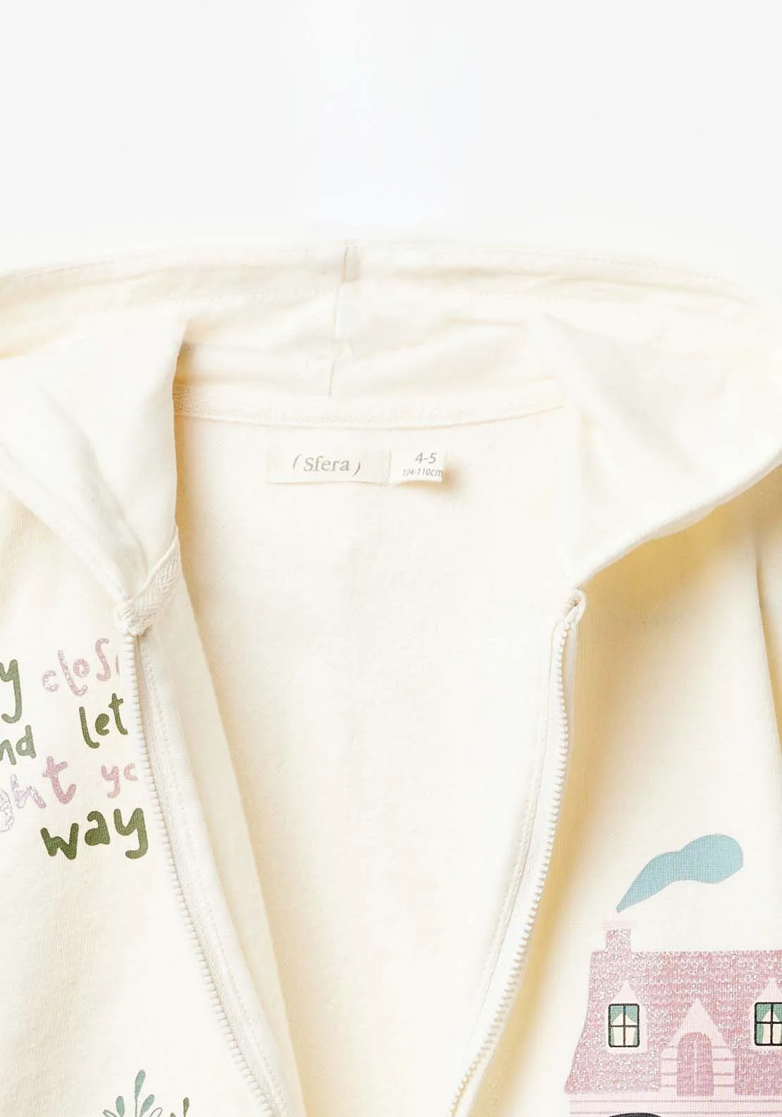 Long Sleeve House Sweatshirt With Zip - White