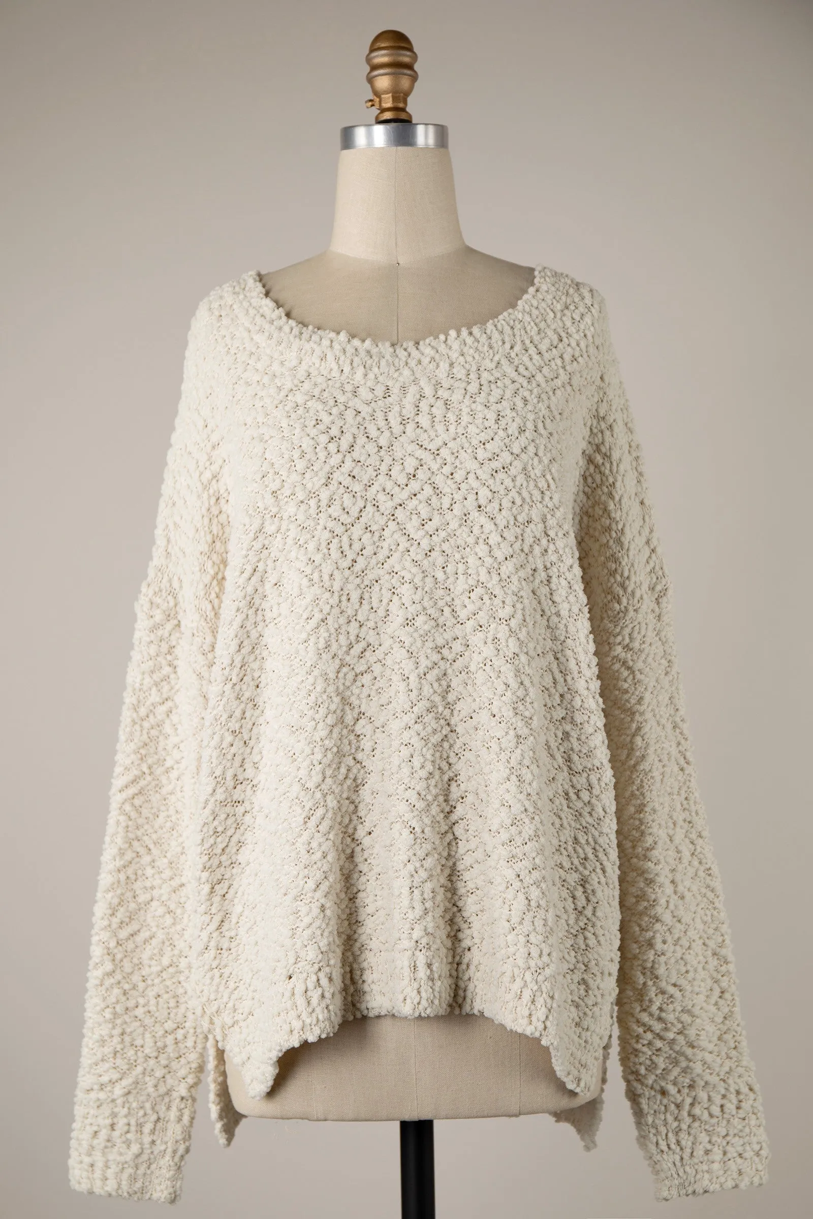 LONG SLEEVE POPCORN TUNIC SWEATER 1 PACK