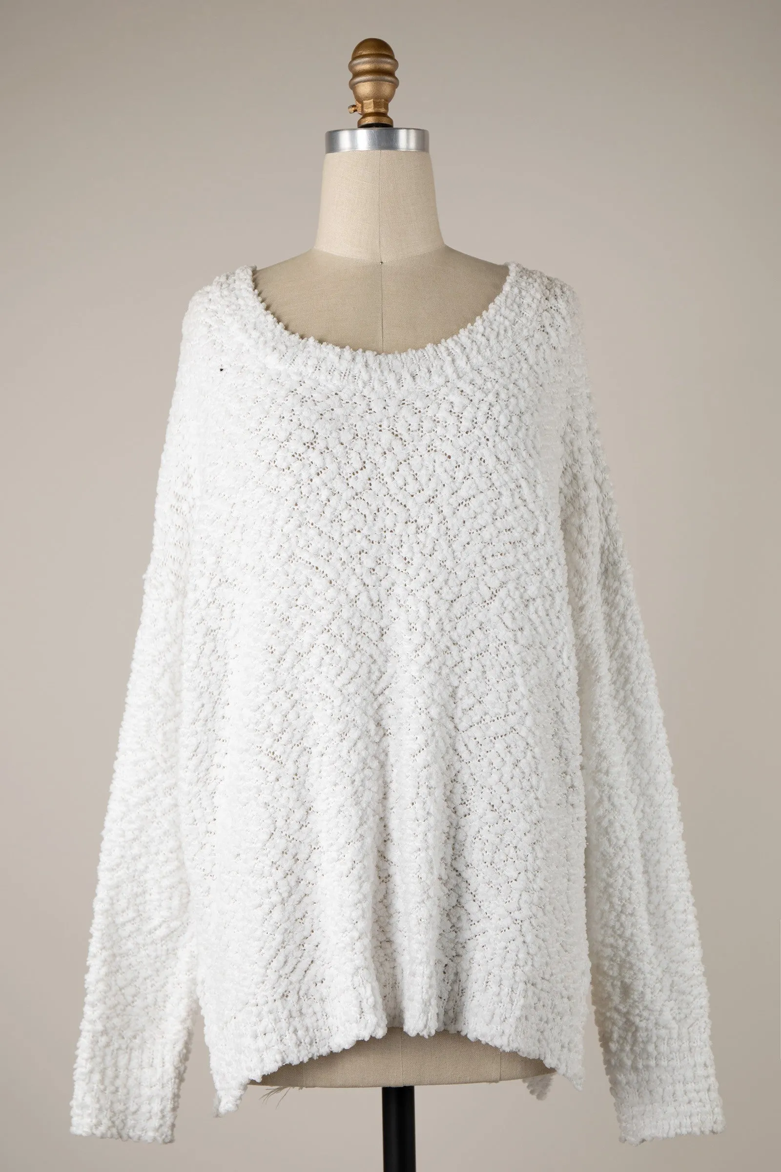 LONG SLEEVE POPCORN TUNIC SWEATER 1 PACK
