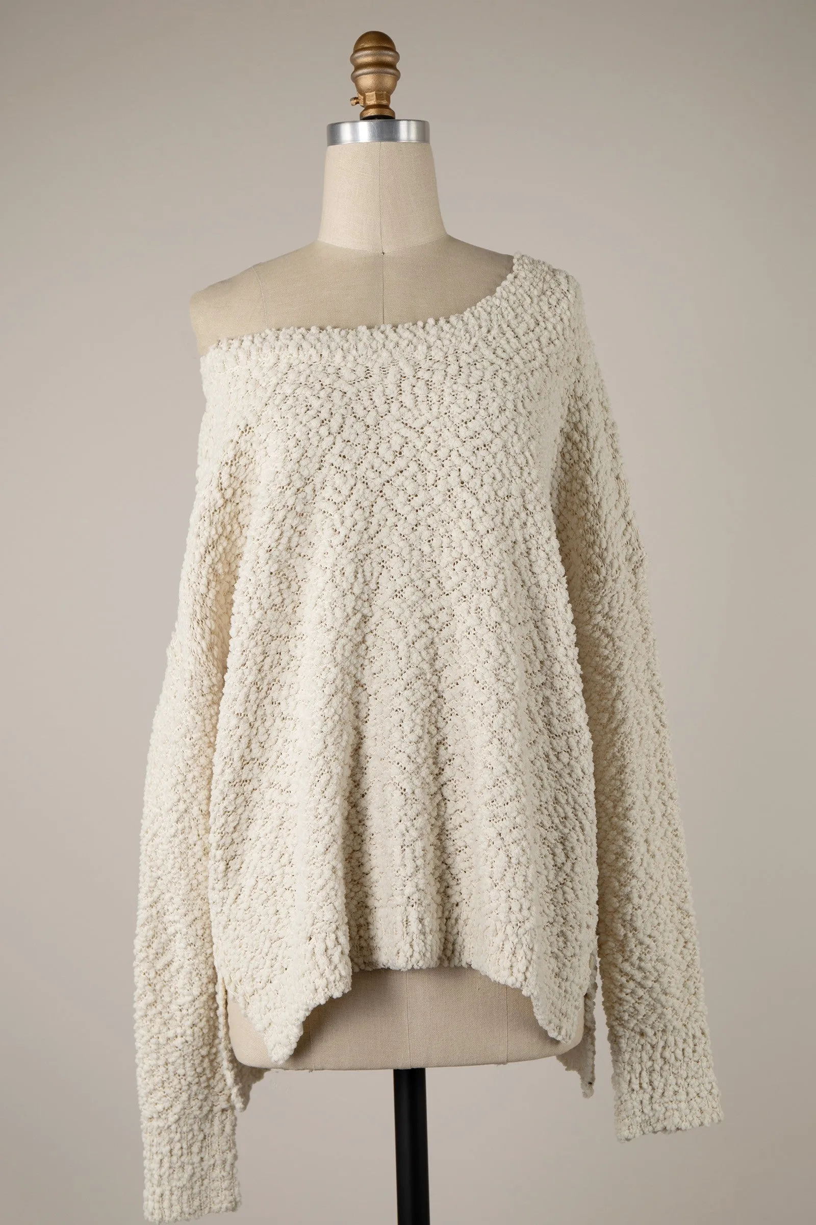 LONG SLEEVE POPCORN TUNIC SWEATER 1 PACK