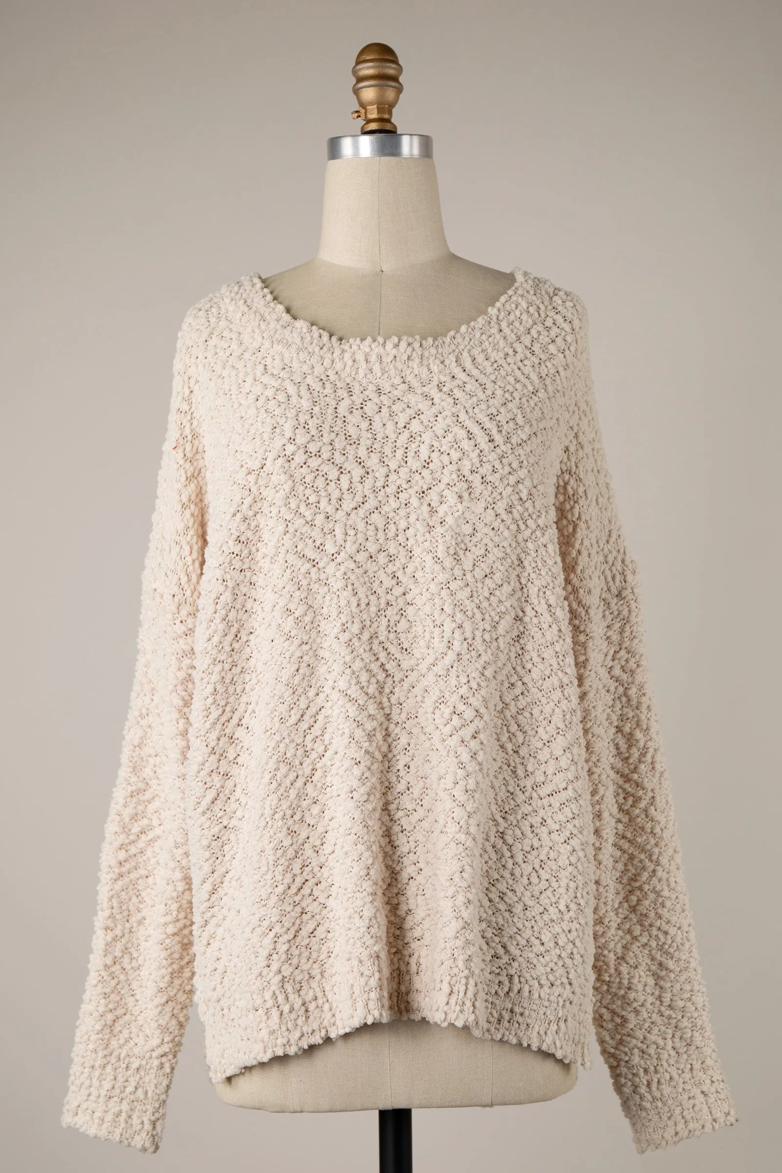 LONG SLEEVE POPCORN TUNIC SWEATER 1 PACK