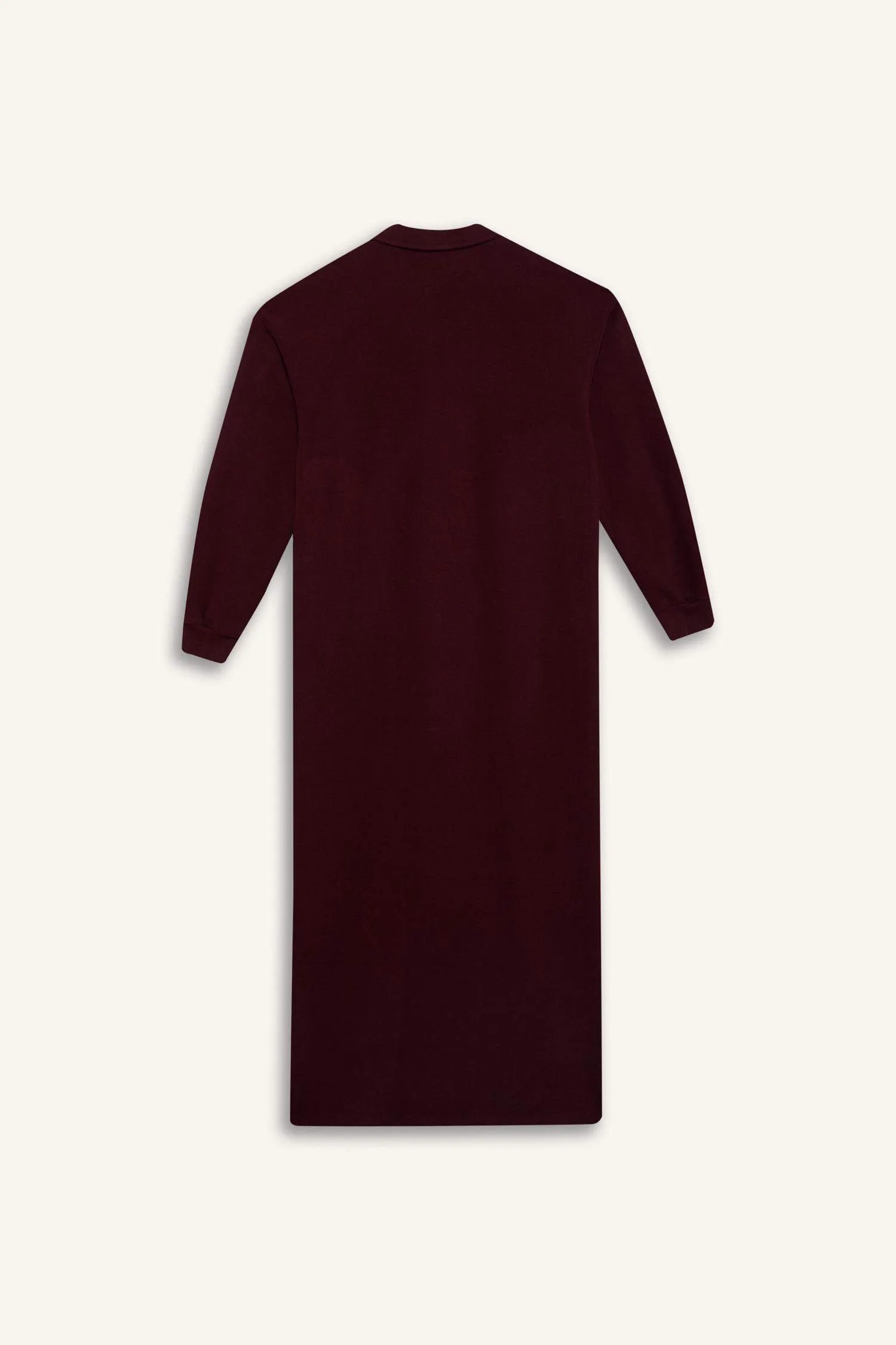 Loose Fit Zippered Polo Collar Basic Midi Dress