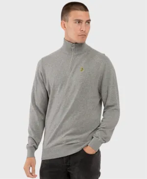 Luke 1977 M690652 Tel Aviv Half Zip Knitted Sweatshirt Grey Marl