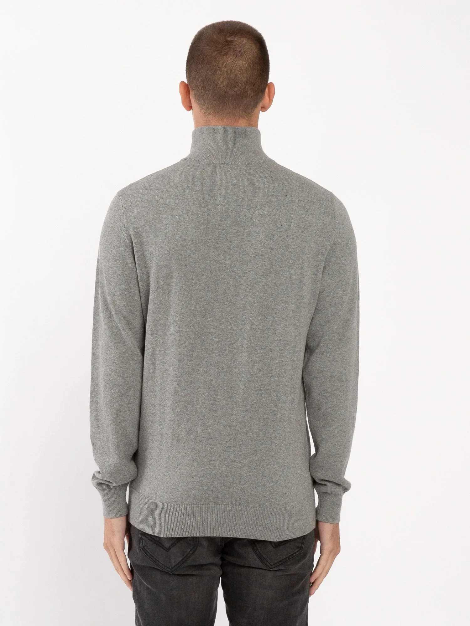 Luke 1977 M690652 Tel Aviv Half Zip Knitted Sweatshirt Grey Marl
