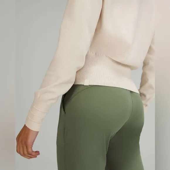 Lululemon Crossover Ribbed Waist Sweater-White Opal-95% Org Cotton|5% Cashmere