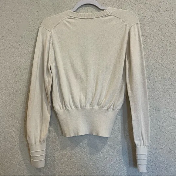 Lululemon Crossover Ribbed Waist Sweater-White Opal-95% Org Cotton|5% Cashmere