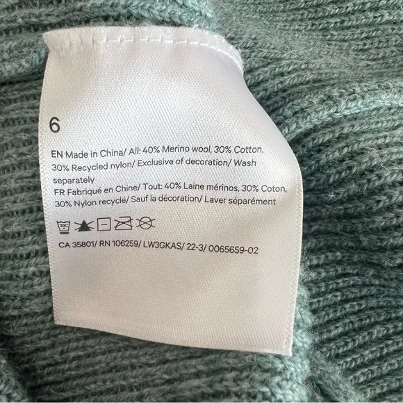 Lululemon Merino Wool-Blend Ribbed Crewneck Sweater Aqua Green