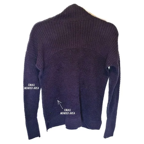 Lululemon Warm &amp; Restore Sweater 100% Merino Wool Black Cherry Purple Red Size 8