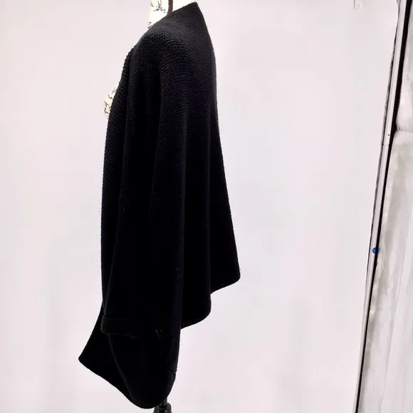 Lumiere Oversized Fluffy Black Open Cardigan Sz Large