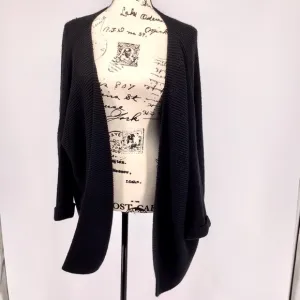 Lumiere Oversized Fluffy Black Open Cardigan Sz Large