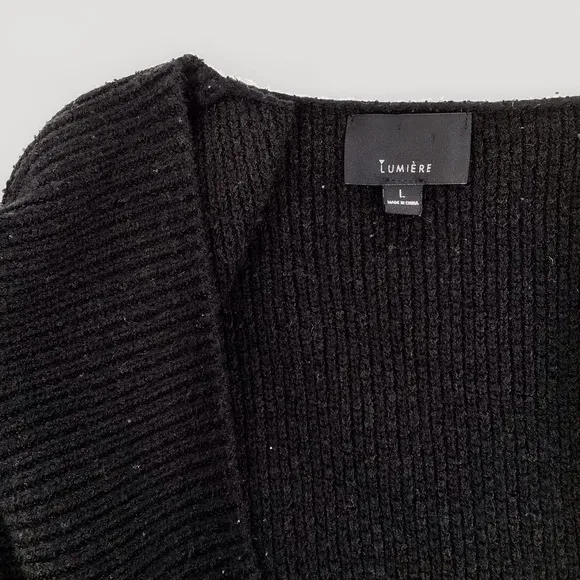 Lumiere Oversized Fluffy Black Open Cardigan Sz Large