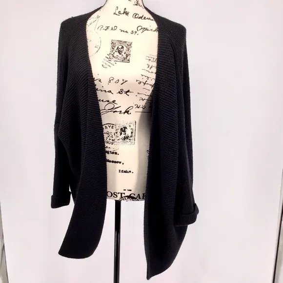 Lumiere Oversized Fluffy Black Open Cardigan Sz Large
