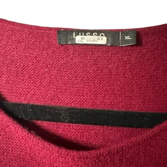 Lusso Cashmere Color Block Striped Burgundy Sweater