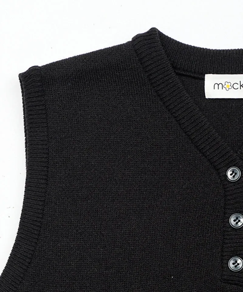 MACKY Golf: Patch Button Knit Vest - Black