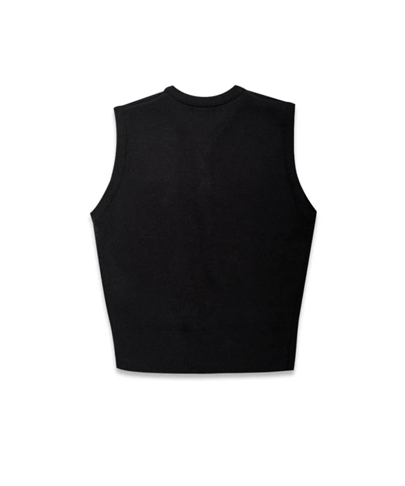 MACKY Golf: Patch Button Knit Vest - Black