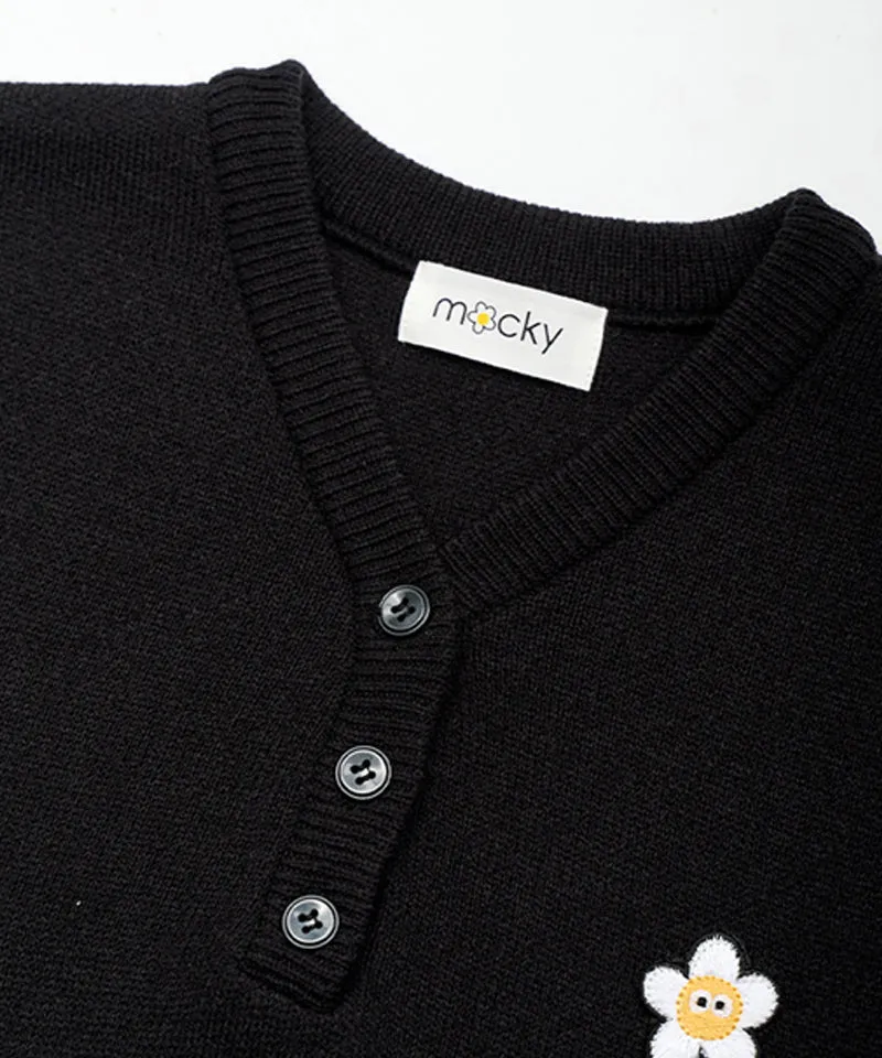 MACKY Golf: Patch Button Knit Vest - Black