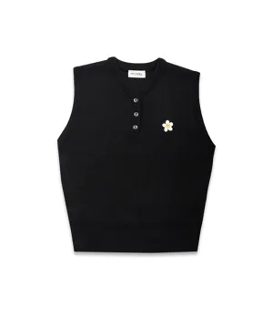 MACKY Golf: Patch Button Knit Vest - Black