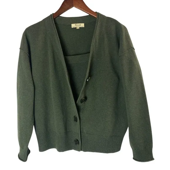 MADEWELL Carlyn V-Neck Cropped Cashmere Cardigan Size S &amp; Crop Tank Size M Set
