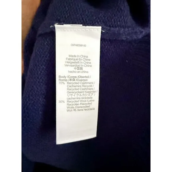 Madewell | NWT | Cashmere-Wool Blend Polo Sweater in Bright Cobalt Blue | Sz XL